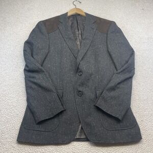 Tallia Sport Coat Mens 38R Grey Tweed Shooting Patch Blazer Two Button Jacket